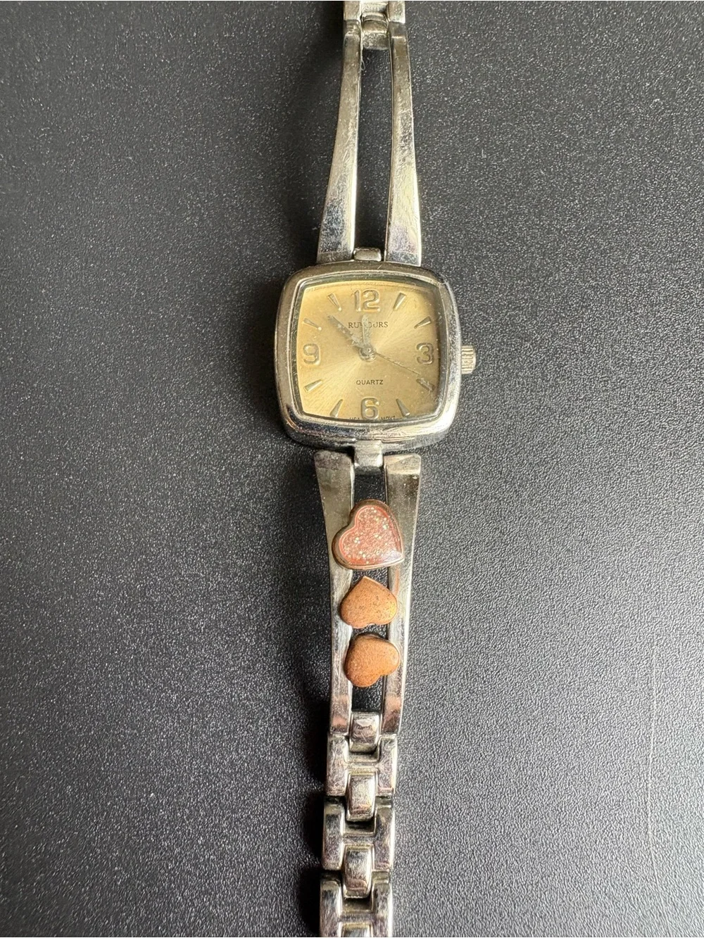 Silver Tone Women's Bracelet Watch with Heart Accents - Silver